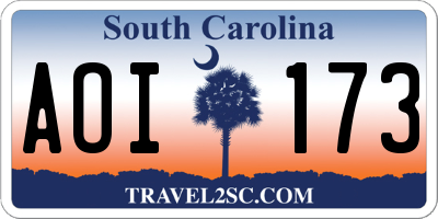 SC license plate AOI173