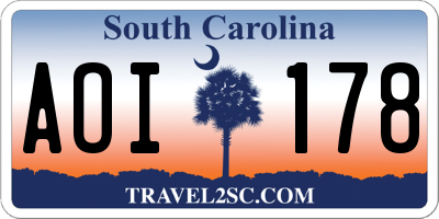 SC license plate AOI178