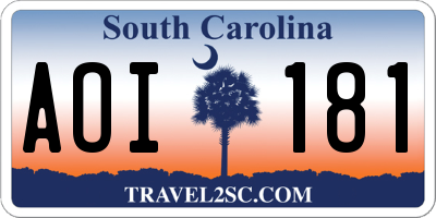 SC license plate AOI181