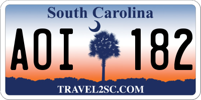 SC license plate AOI182