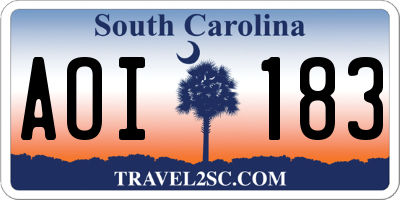 SC license plate AOI183
