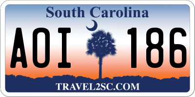 SC license plate AOI186