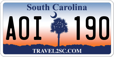 SC license plate AOI190