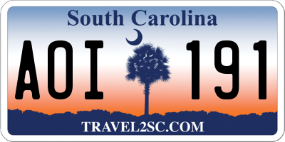 SC license plate AOI191
