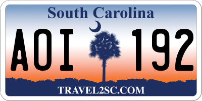 SC license plate AOI192