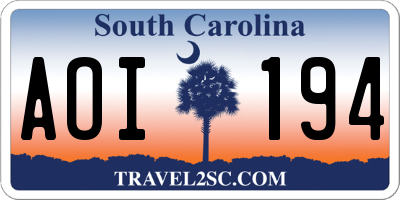 SC license plate AOI194
