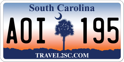 SC license plate AOI195
