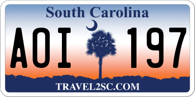 SC license plate AOI197