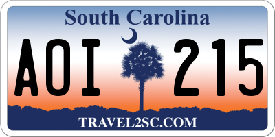 SC license plate AOI215