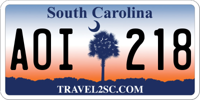 SC license plate AOI218