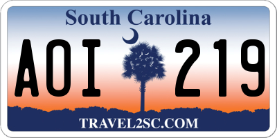 SC license plate AOI219