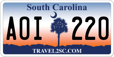SC license plate AOI220