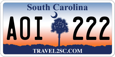 SC license plate AOI222