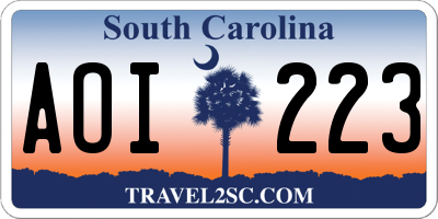 SC license plate AOI223