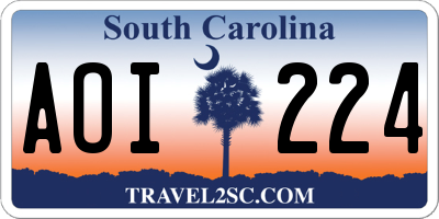 SC license plate AOI224