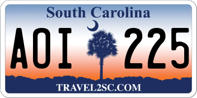 SC license plate AOI225