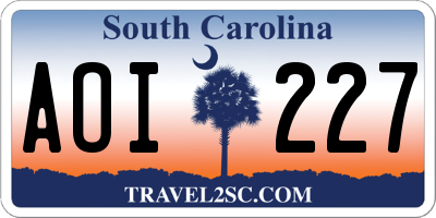 SC license plate AOI227
