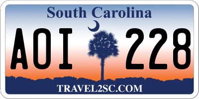 SC license plate AOI228