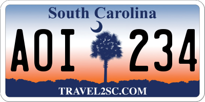 SC license plate AOI234