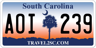 SC license plate AOI239