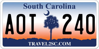 SC license plate AOI240