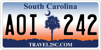 SC license plate AOI242