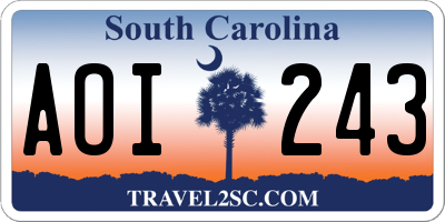 SC license plate AOI243
