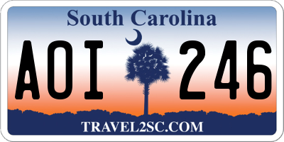 SC license plate AOI246