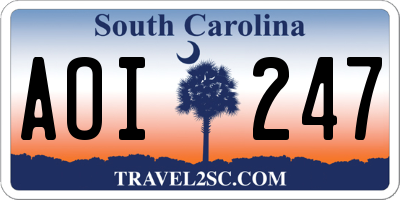 SC license plate AOI247