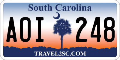 SC license plate AOI248