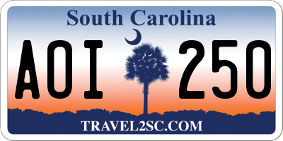 SC license plate AOI250