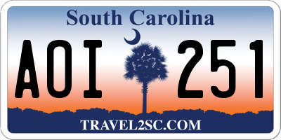 SC license plate AOI251