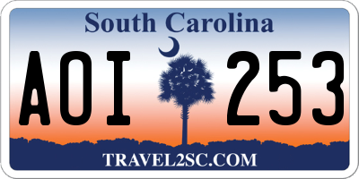 SC license plate AOI253