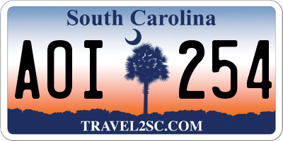 SC license plate AOI254