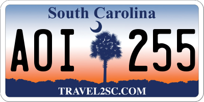 SC license plate AOI255