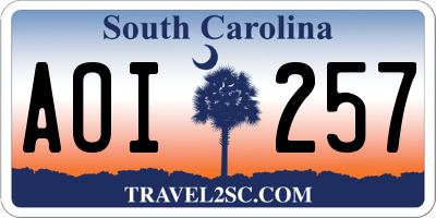 SC license plate AOI257