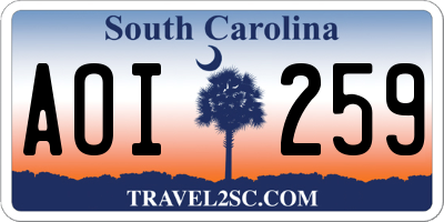 SC license plate AOI259