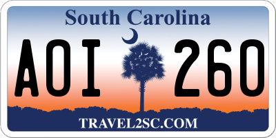 SC license plate AOI260