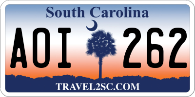 SC license plate AOI262