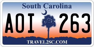 SC license plate AOI263