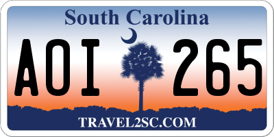 SC license plate AOI265