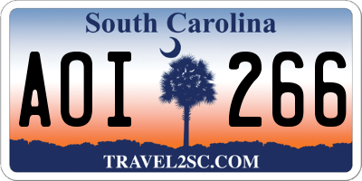 SC license plate AOI266