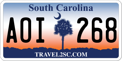 SC license plate AOI268