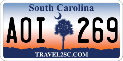 SC license plate AOI269