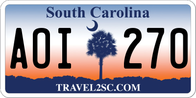 SC license plate AOI270