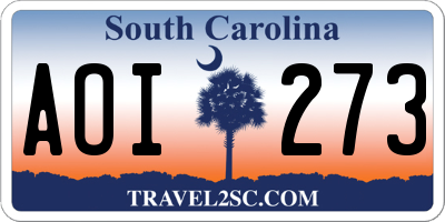 SC license plate AOI273
