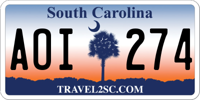 SC license plate AOI274
