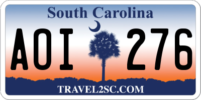 SC license plate AOI276