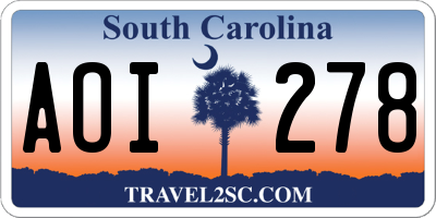 SC license plate AOI278