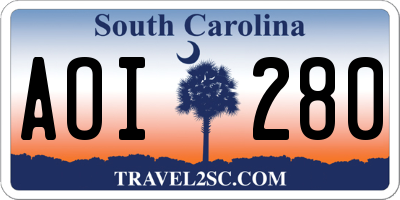 SC license plate AOI280